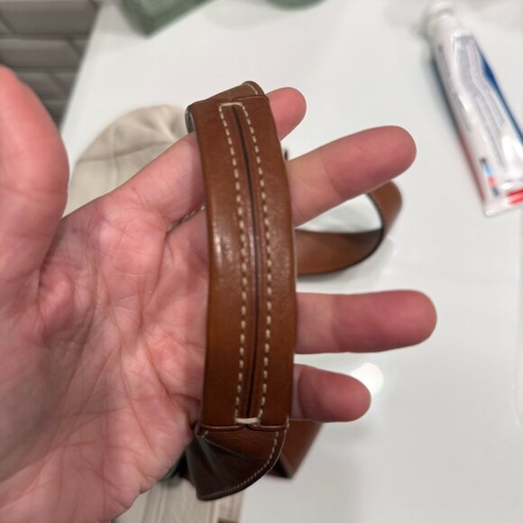 Coach Pebbled Leather Shoulder Bag | Ivory & Brown | Classic Buckle Detail - Picture 8 of 11